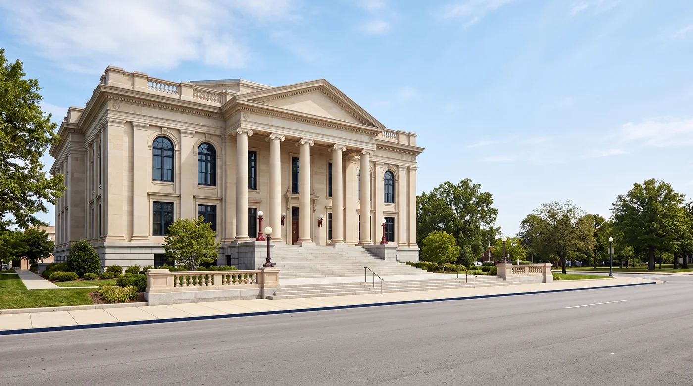 Federal courthouse exterior in daylight