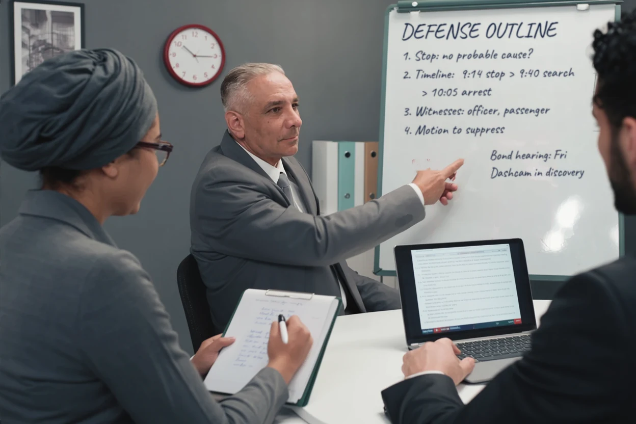 Robert Akouri with two members of his team in the conference room at the Akouri Law office